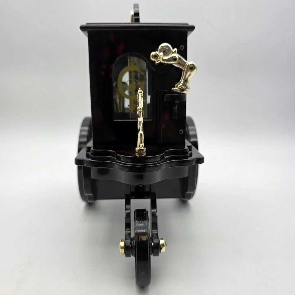 Pierrot Stranger Organ Music Box Vintage Carriage Jewelry Box Black Red 8.5in